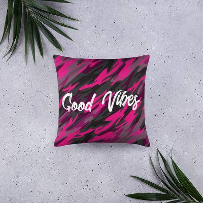 Good Vibes Pink and Black Reversible Basic Pillow